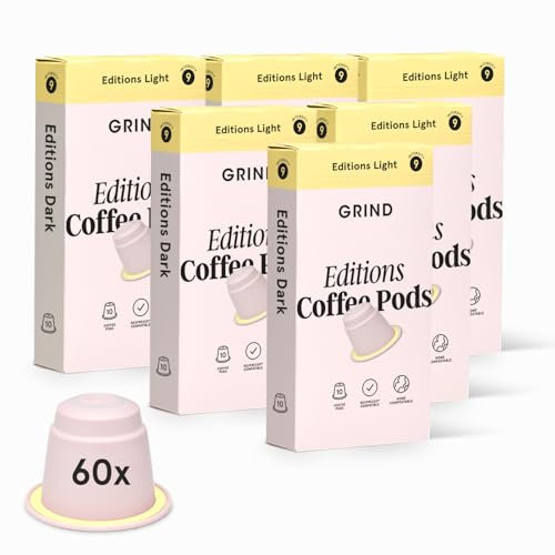 Grind India Edition Dark Coffee Pods – Pack of 60 Biodegradable Capsules – Single Origin – Nespresso® Original Compatible – Home Compostable – Barista Quality and Specialty Grade – Dark Roast