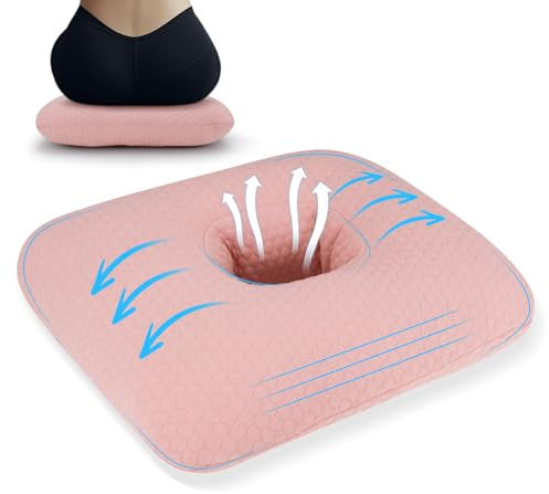 RoamReady Donut-Kissen für Steißbein Schmerzlinderungskissen, Baumwolle Butt Donut Kissen Atmungsaktiv für Hämorrhoiden, Schwangerschaft, Prostata und Operation, Sitzende Druckentlastung für Zuhause,