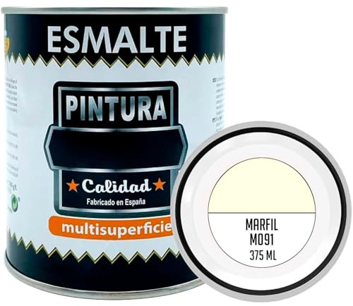 Acan Tradineur - Bote de Pintura Esmalte - Fabricado en España - Ideal para Cualquier Superficie, Madera, Plástico, Cristal o Cemento - Capacidad de 375 ML - Marfil (M091)