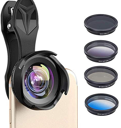 Kit obiettivo 6 in 1 per fotocamera del telefono, grandangolo 0,6X + obiettivo macro 10X + 4 filtri, per iPhone 11, 11, Pro Max, X, 8, 7, 6/6S Plus SE, Samsung Android, smartphone e binocoli