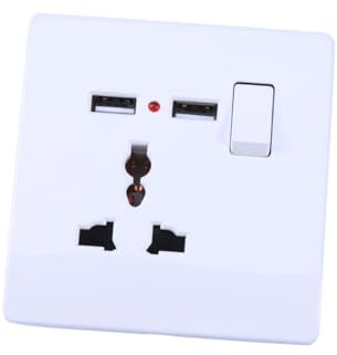 Homoyoyo 2a Cargador De Pared Usb Dual Enchufe De Pines Con Interruptor off Compatible Con Dispositivos Móviles y Tabletas Enchufe De Color Blanco Instalación Resistente Al