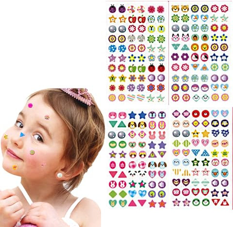 Votvlog 240 Stück Klebeohrringe Mädchen, 3D Klebeohrringe Selbstklebende Glitzer Ohrringe Sticker Kristall Ohrringe Aufkleber für Mädchen Kinder, 3D Kristall Sticker Glitzer, Mehrere Farben und Formen