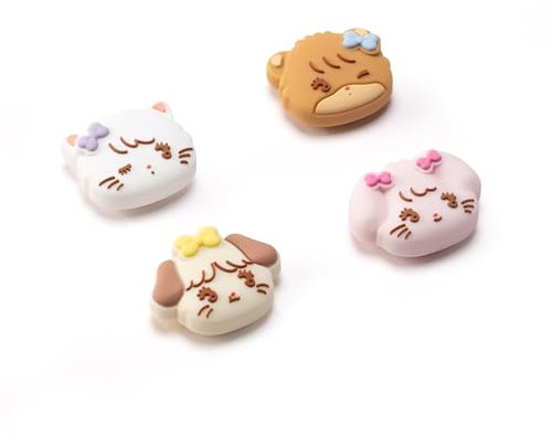GeekShare 4PCS Switch Thumb Grip Caps,Kawaii Thumbstick Caps,Soft Silicone Joystick Cover Compatible with Nintendo Switch/OLED/Switch Lite - Mikko Sweet Thoughts