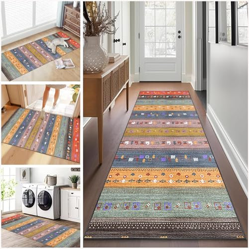 Alfombra de Pasillo Larga Alfombra de Pelo Corto para Cocina 40 x 60 cm Alfombra de Cocina Lavable y Antideslizante Alfombra Entrada Casa Interior, Alfombra Corredor para Puerta Cocina Pasillo