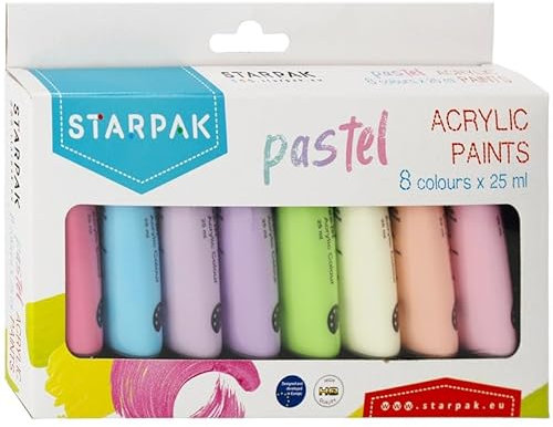 STARPAK Pastel Acrylic Paints, 8 Colours, 25 ml each, Artistic Paint Set
