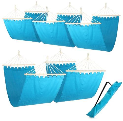 com-four® 5X Hängematte - Mobile Schwebeliege bis 120 kg belastbar - tragbares Freiluftbett für Balkon, Terrasse und Garten - Relaxmatte für innen 200 x 80 cm - Schaukelmatte (5 Stück - blau)