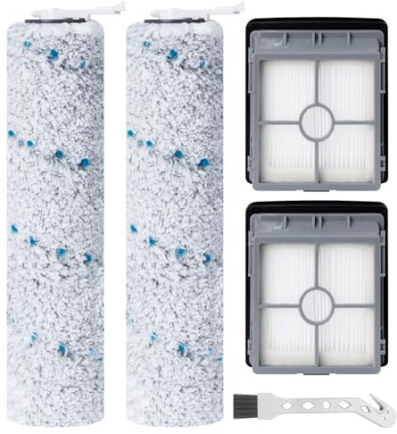 Fixbetter Rollenbürste und Filter Zubehörset für Bissell CrossWave X7 Plus Cordless Pet 2955N, 3479N Nass Trockensauger Ersatzteile 2 Bürstenwalze, 2 Filter, 1 Reinigungsbürste