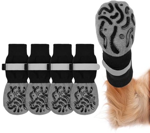 Adiwo Hundesocken Anti Rutsch, 2 Paar Anti-Rutsch Socken für Hunde, mit Verstellbaren Riemen Haustierpfoten Schutz, Hundesocken für Hunde Pfotenschutz im Innenbereich im Freien, S