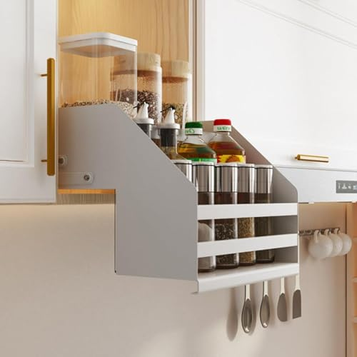 ININOSNP Multifunktionales Heben Pull-Down-Regal-Schrank-Organizer, versteckter Küchenschrank-Speicher, Pull-Down-Regal, Teleskop-Organizer(2 Layers)