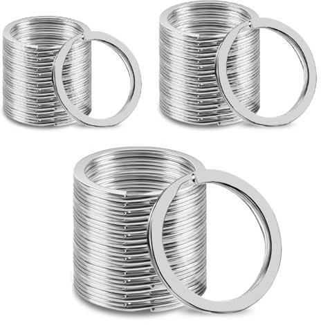 Czkonore 120 Stück Schlüsselringe, 3 Größen (30mm 25mm 20mm) von Schlüsselanhänger Ring, Runde Flacher Split Ring Schlüsselring für Auto, Haus, Schlüssel Zubehör