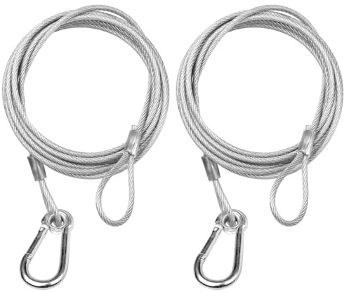 WECAN Safety Rope Fixing Device, Stage Light Safety Cable,Transparent Rope Head Truss Accessories Clamp Hook, 3mm/0.12 inches Diameter, 200cm/78.7 inches Length, (Pack of 2 White)