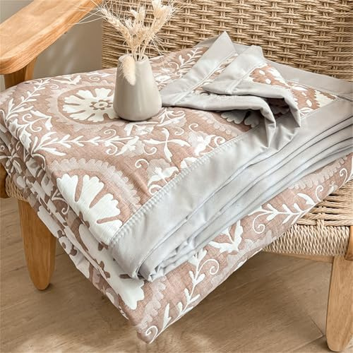 Mateju Bettüberwurf Tagesdecke de Gesteppt, Modern Mikrofaser Tagesdecken Überwurf Atmungsaktive Leicht Dünn Sommerdecke,Steppdecke Weich Sofaüberwurf Für Bett (Braun Gemustert,180 * 200cm)
