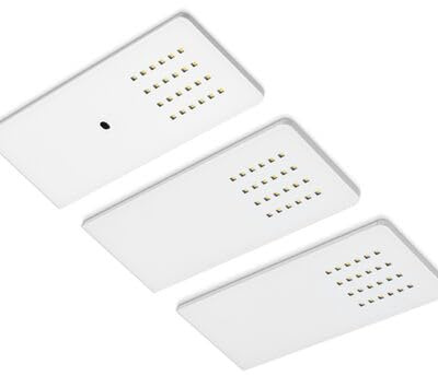Rolux Hochwertige LED Unterbauleuchte mit Glasabdeckung DF-1907 Warmweiß - 6W 12V DC - 3er Set LED stufenlos dimmbar über IR Sensor-Schalter - Berührungsloses Ein- und Ausschalten (Weiß)