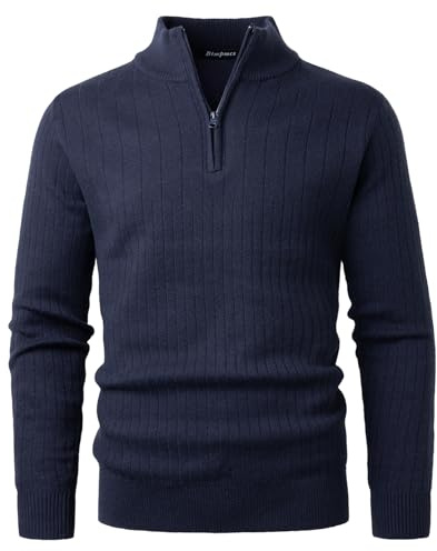 Btmpmcs Maglione da Uomo con Zip 1/4 Invernali Collo Alto Maglioni Lavorato a Maniche Lunghe Giacca in Maglia Fine Casual Caldo Basic Pullover Tinta Unita Cappotti Felpa da Lavoro Dolcevita Classico