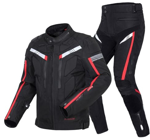 BLUEZY Wasserdichter Motorradanzug Für Herren, Motorradkombi, Motorradjacke Und -Hose Mit CE-Protektoren Motorrad Abnehmbare Rüstung Schutzkleidung Herren, Motorrad Spotlich B,M