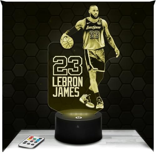 Lampephoto.fr - Lampada 3D Lebron James Giocatore Americano di Basket Luce Notturna Tattile Led, Effetto Ologramma 3D, Idea Regalo Natale Compleanno Uomo Donna, Oggetto decorazione camera