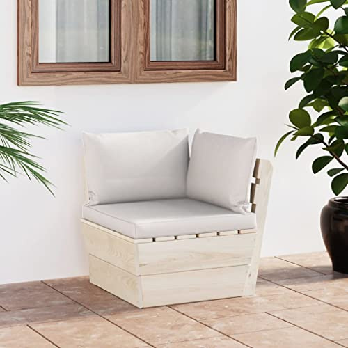 QZZCED Ecksofa für den Garten aus Paletten mit Kissen, imprägniertes Fichtenholz, modulares Design für Patio, Terrasse oder Wohnzimmer, Polsterung 100 % Polyester und dicke Polsterung