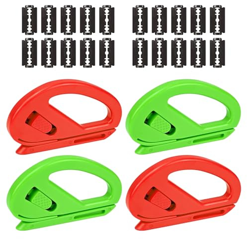 POPAPIE Geschenkpapier Schneider für Rollen,4 Stück mit 20 Ersatzklingen | Geschenkpapier Cutter,Wrapping Paper Cutter Für Weihnachten Halloween Feiertage gerade Schnitte beim Verpacken
