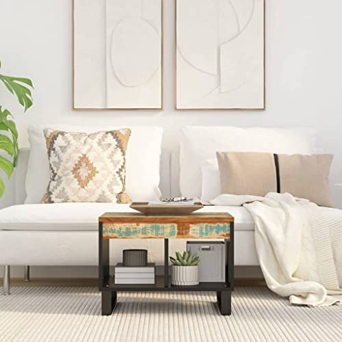 HFXHIJXQ Table basse 55 x 50 x 40 cm en bois recyclé - Bois recyclé - Petite table pour canapé, fauteuil, salon - Décoration