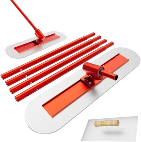 Alisadora de hormigón Bull Float 1200 x 200 mm, alisadora de hormigón con 4 asas, paleta, juego de alisadora de hormigón para el acabado del hormigón
