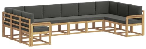 vidaXL Outdoor-Sofagarnitur mit Kissen 10 pcs Weiß und Anthrazit, Gartenliege, modernes Lounge Set, wetterbeständige Möbel, perfekte Sitzgruppe für den Außenbereich