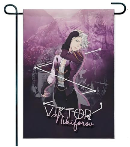 Para Yuri!!! o-n Ice Bandera de jardín decorativa, Bandera decorativa jardín con patrón bonito, Apto para espacios verdes residenciales, patio(A1,70 * 100cm)