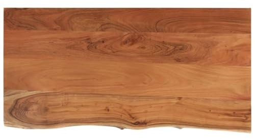 QJBSAVVA Tischplatte 80x40x2,5 cm Rechteckig - Massivholz Akazie mit Baumkante - Rustikale Echtholzplatte für Beistelltisch, Bartisch und DIY Möbelbau - Naturfarbene Holzplatte Unikat