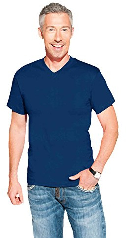 Premium V-Ausschnitt T-Shirt Herren, Marineblau, XXL