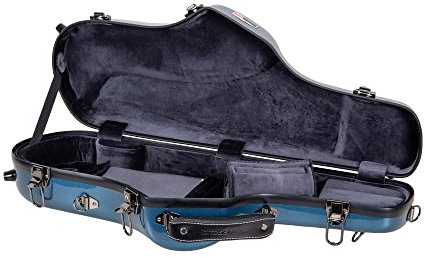 Crossrock Altsaxophon-Koffer, Fiberglas, Hardshell mit Rucksackgurten in Blau