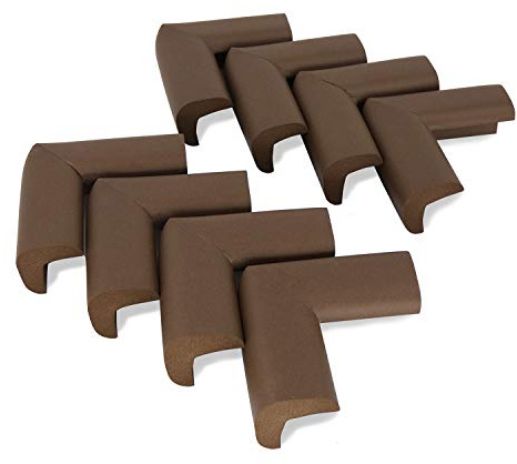 AKORD Pack of 8 Baby Safety Corner Protectors for Desk Table Furniture, Brown