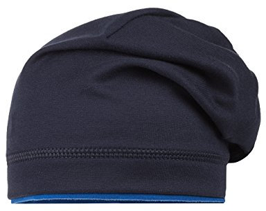 maximo Unisex Jersey Beanie, zweifarbig Strickmütze, Blau (Dunkelmarine/Enzian 1150), 51
