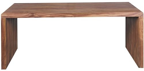 FineBuy Schreibtisch Massiv-Holz Sheesham 200 cm Computertisch Echtholz Design Ablage Büro-Tisch Landhaus-Stil Natur-Produkt Büro-Möbel dunkel-braun Modern Büroeinrichtung rechteckig 76 cm hoch