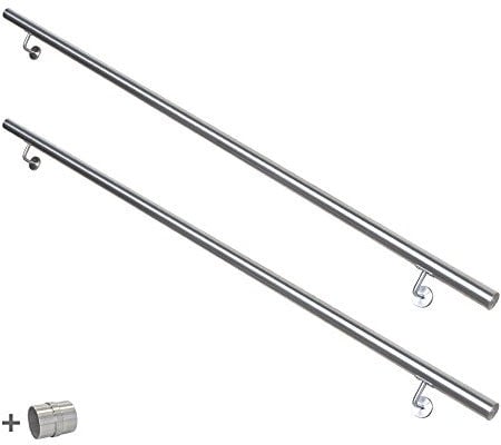 V2Aox Handlauf Treppengeländer aus Edelstahl, Durchmesser: 4,2 cm, Rostfrei & Wetterfest, Inklusive Montagematerial, Halter, Länge: 400 cm