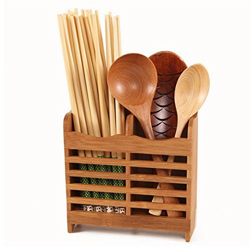 Bamboo Spoon Chopsticks Storage Rack Holder, Wall Hanging Cutlery Tableware Storage Shelf, Kitchen Organizer Cutlery Trays, Cutlery Drying Stand, Utensil Holders Organisers Storage Rack - 15X7X19cm