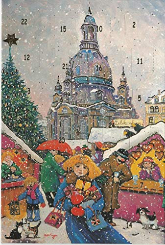 Adventskalender Karten 5 Stück Karten Dresden Frauenkirche Weihnachten Grußkarten Goldprägung Adventkarte Kunstkarte Retro Nostalgie Vintage
