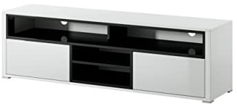 Selsey Mario – TV-Lowboard/TV-Schrank in Weiß/Schwarz mit Hochglanzfronten Stehend Modern 137cm