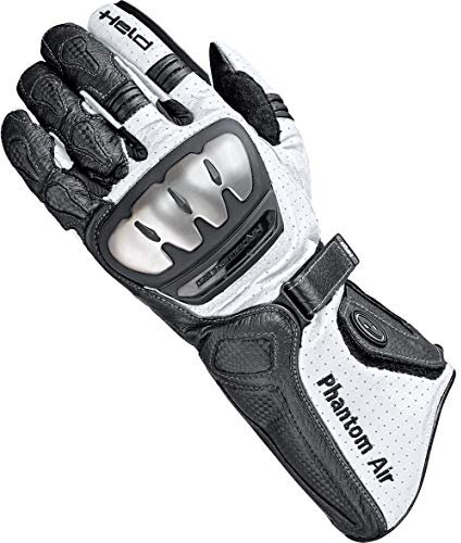 Held Motorradhandschuhe lang Motorrad Handschuh Phantom Air Handschuh schwarz/weiß 12, Herren, Sportler, Sommer, Leder