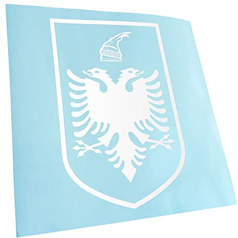 Kiwistar - Autoaufkleber - Albanien Wappen - Weiss - 15,2x10cm - Heckscheibe Auto Aufkleber wetterfest für Kfz LKW Mofa Truck - Sticker außen selbstklebend Tuning Zubehör für Fenster Fahrzeug Scheibe