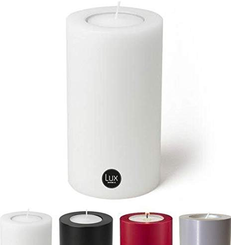 Lux Originals Trend Teelichthalter - Modernes Design & Hochwertige Verarbeitung - Stilvoll & Sicher & Vielseitig - Kerzenersatz/Kerzenform (Ø 6cm - Höhe: 8cm, Weiß)