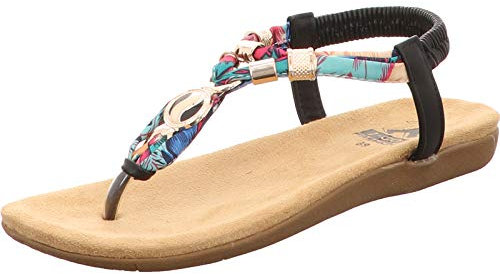 2Go Fashion Damen 8018-805 Flache Sandale, schwarz, 39 EU