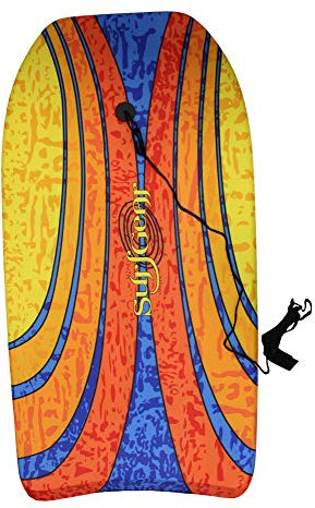 Boogie Board Bodyboard Surfbrett, 91 cm, für Kinder/Erwachsene und Leine, Stecker (gestreift)
