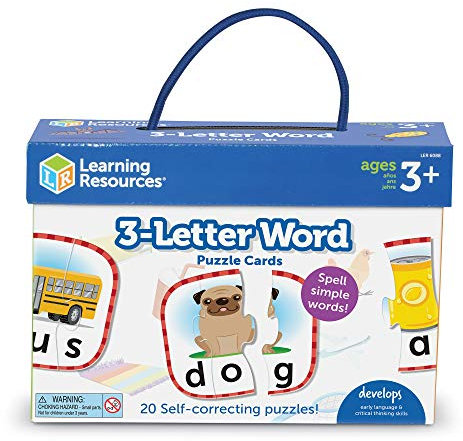 Learning Resources Puzzlekarten mit 3-Buchstaben-Wörtern, Vorbereitendes Lernen im Vorschulalter, Puzzles zur Eigenüberprüfung, ab 3 Jahren