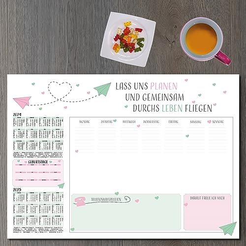 Schreibtischunterlage Papier DIN A2 Papierunterlage Papierflieger 59,4 x 42 cm 25 Blatt je Blockunterlage mit Kalender am Fuß geleimt