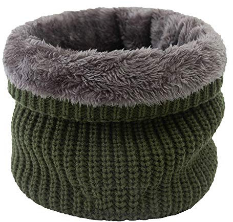 MoreChioce Damen Herren Winter Loop Schal, Warm Gestrickt Schlauchschal Unisex Elastisch Halswärmer Weich Fleecefutter Rundschal Loopschal Halstuch,Grün