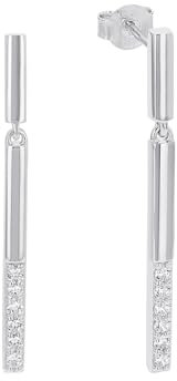 s.Oliver Ohrstecker 925 Sterling Silber Damen Ohrschmuck, mit Zirkonia synth., 3,7 cm, Silber, Kommt in Schmuck Geschenk Box, 2031441