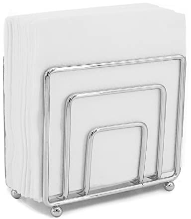 Porte Serviette de Table, Support Serviette Papier, pour Table, Plan de Travail ou Bureau, la Salle à Manger, la Cuisine, Le Restaurant, Le Pique-Nique (Argent)