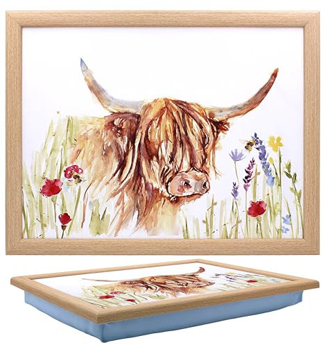Tamersgifts Cushioned Laptrays Lap Tray TV Dinner Bean Bag Padded Cushion Gift (Countryside Cow Laptray)