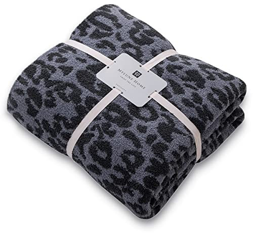 MH MYLUNE HOME Coperta reversibile in pile con stampa leopardata, soffice e ultra morbida in microfibra, 130 x 160 cm, comoda e calda, per divano, sedia, letto, blu navy