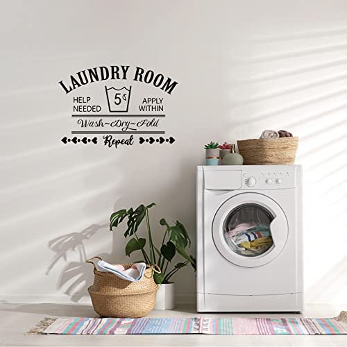 SUPERDANT Wandaufkleber Lustige Waschküche Wandsticker Let'S Get Ready To Tumble Quote Wandtattoo Waschmaschine Trockner Zeichen Vinyl Wandsticker Für Badezimmer Waschküche Wohnkultur Schwarz