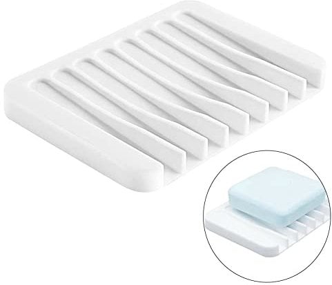 iJiZuo Seifenschale mit Ablauf, Seifenschale Silikon, Seifenhalter Silikon für Badezimmer dusche Rutschfreies Design Seifenablage für Bad Küche Zähler